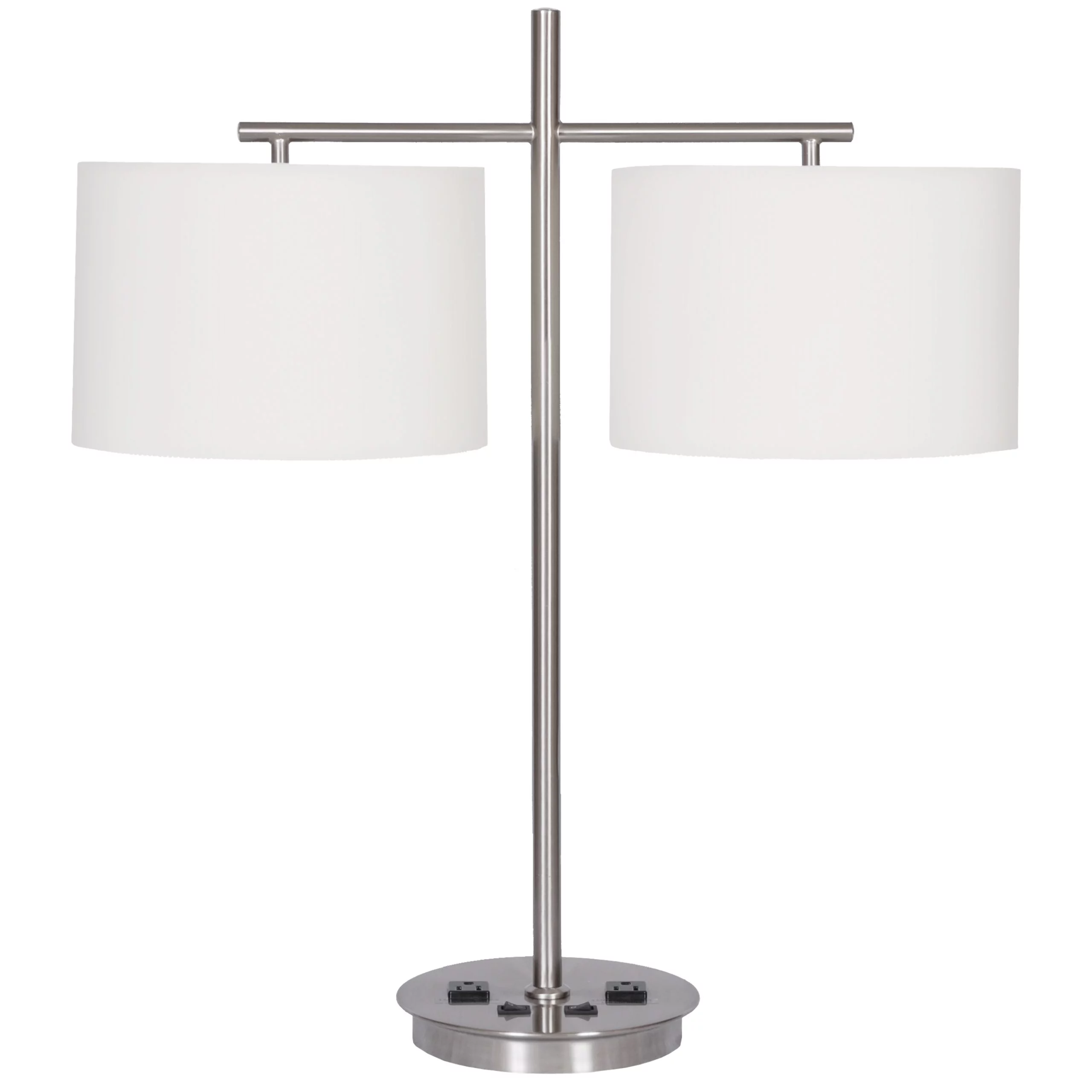 Twin Table Lamp with 2 Outlets