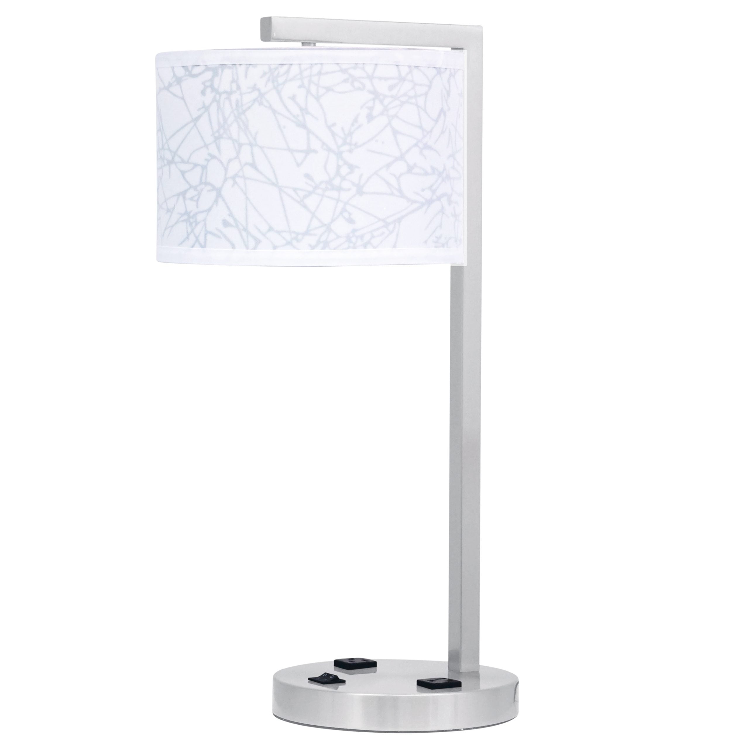 Mainstay Twin Table Lamp with 2 Outlets