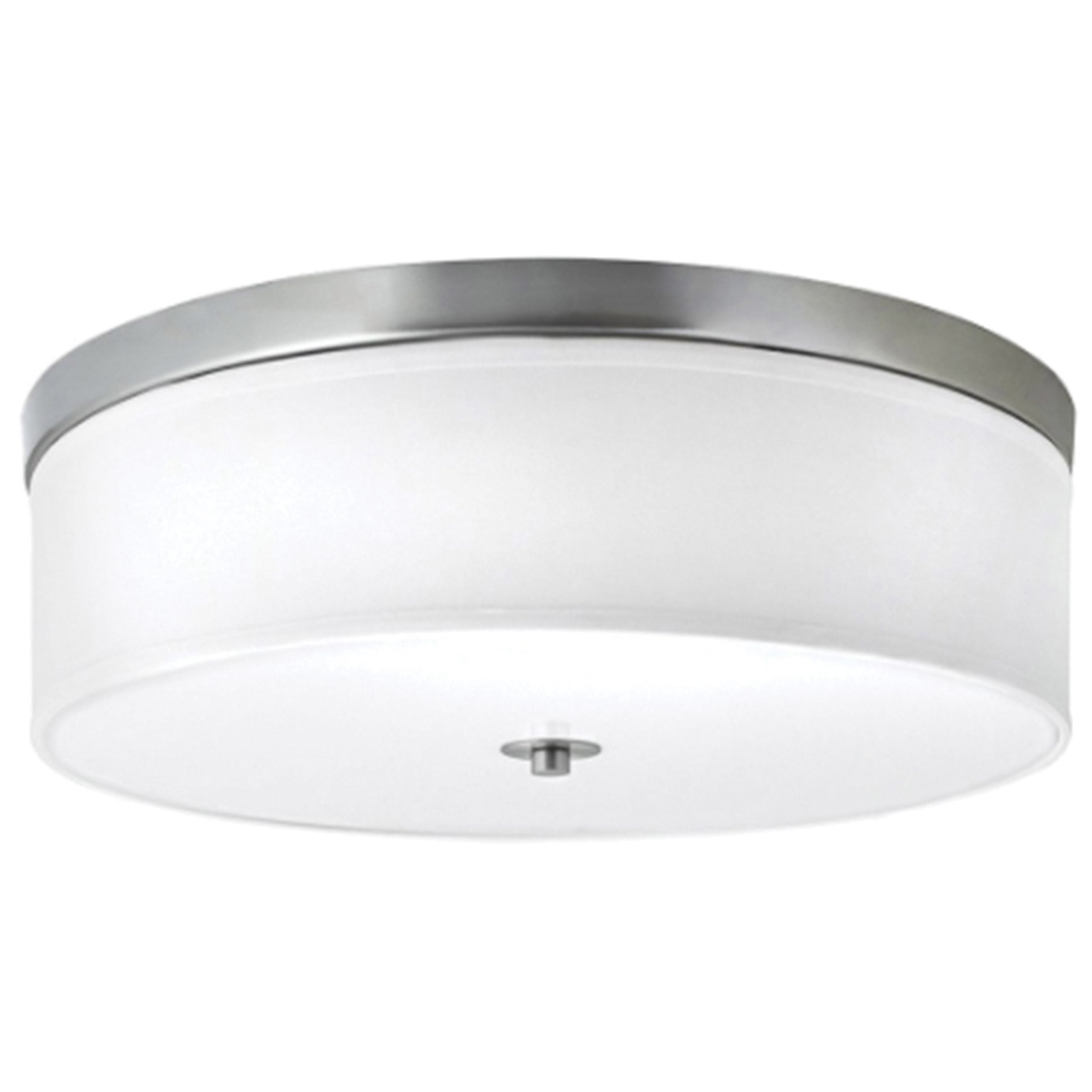 16"W Brushed Nickel Ceiling Light with White Linen Shade and Frosted Diffuser