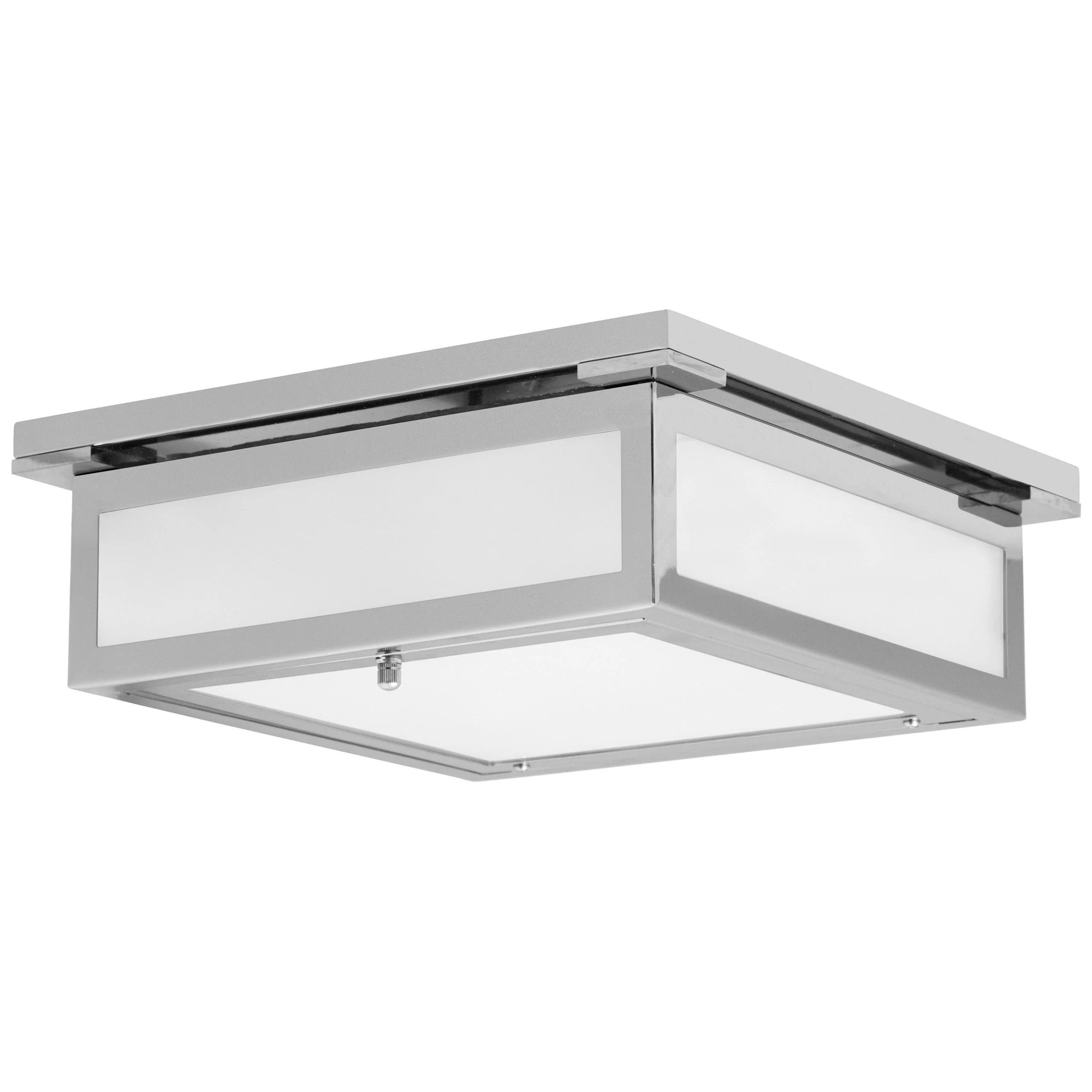 12"W Polished Chrome Ceiling Light with Frosted Glass Shade