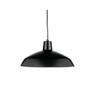 13"W Matte Black Pendant with Metal Shade