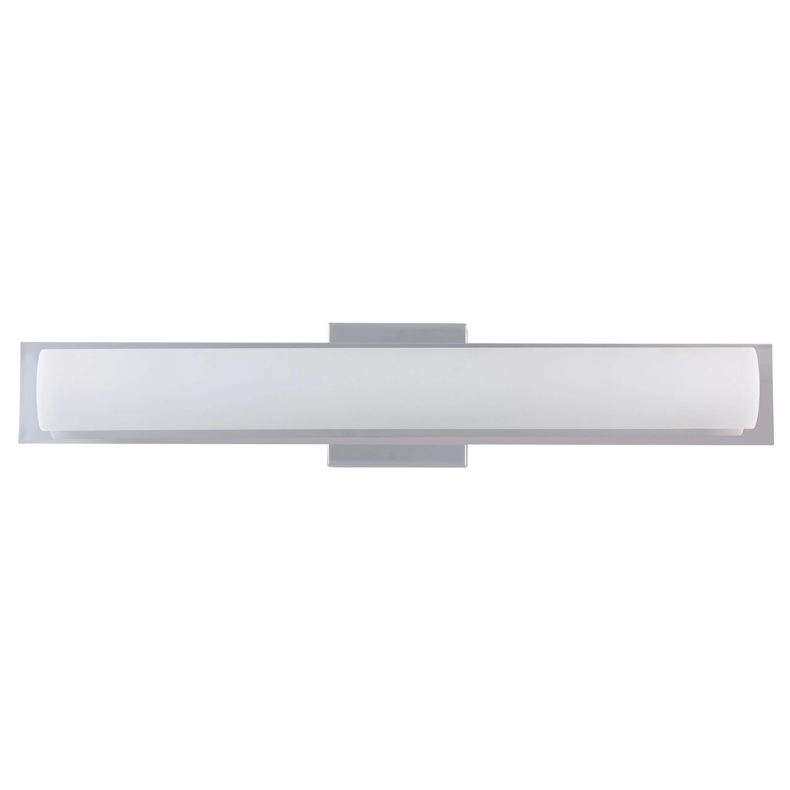 24"W Polished Chrome Vanity Light with Frosted Glass Shade & Integrated LED